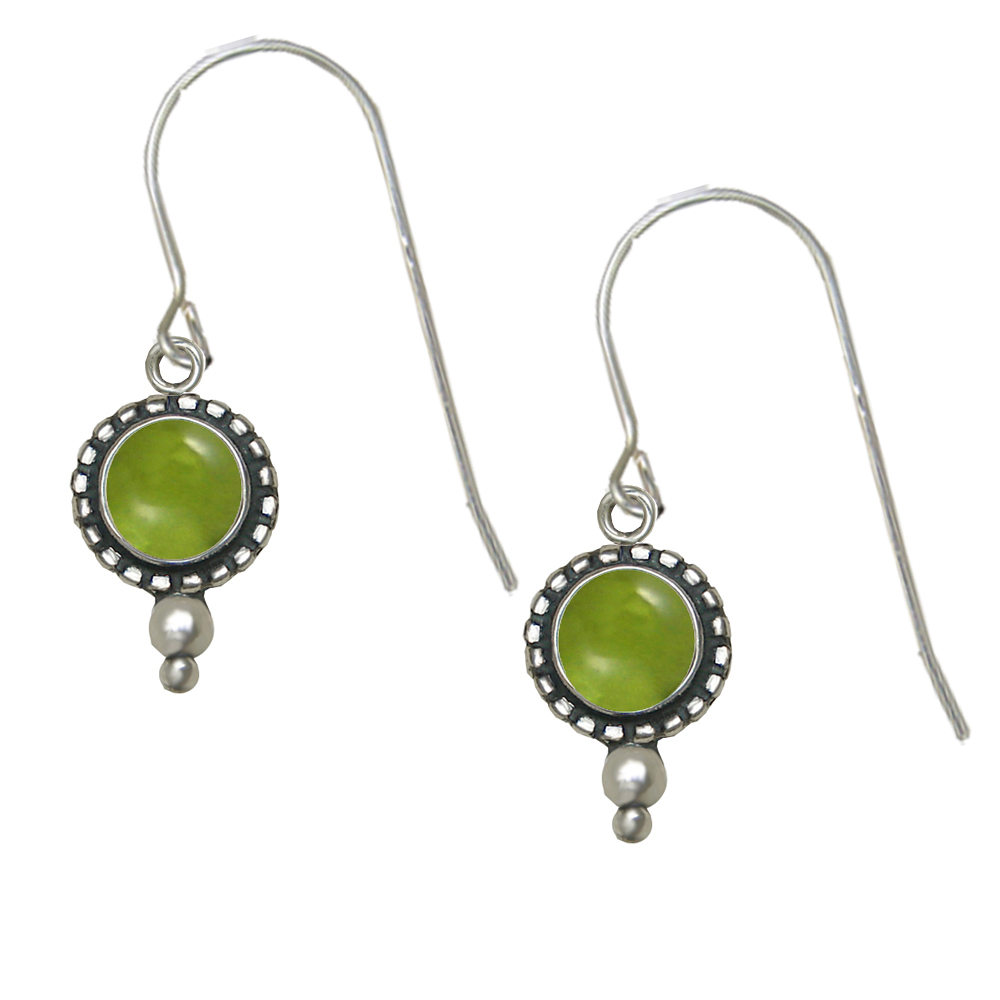 Sterling Silver Little Peridot Gemstone Drop Dangle Earrings
